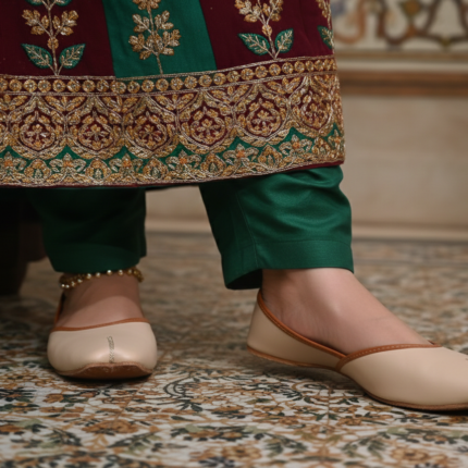 Beige Leather Khussa