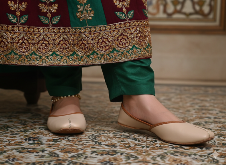 Beige Leather Khussa