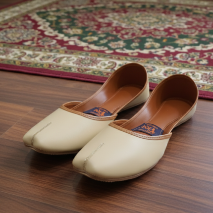 Beige Leather Khussa