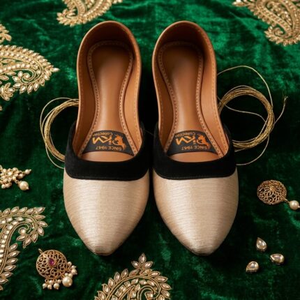Luxury Silk Finish Khussa (Off-White) – Soft Sole Handmade Shoes