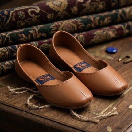 brwon Leather Khussa - Soft Padded & Non-Slip Sole