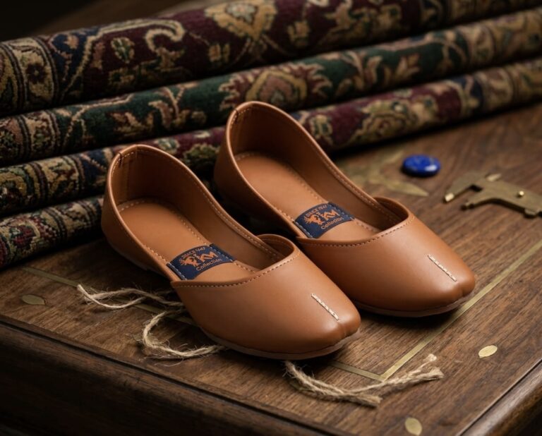 brwon Leather Khussa - Soft Padded & Non-Slip Sole