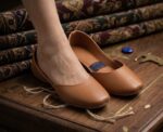 Brown Leather Khussa - Soft Padded & Non-Slip Sole - Image 3