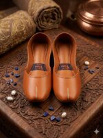 Brown Leather Khussa - Soft Padded & Non-Slip Sole - Image 5