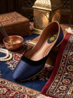 Luxury Silk Finish Khussa(Blue)Soft Sole Handmade Shoes