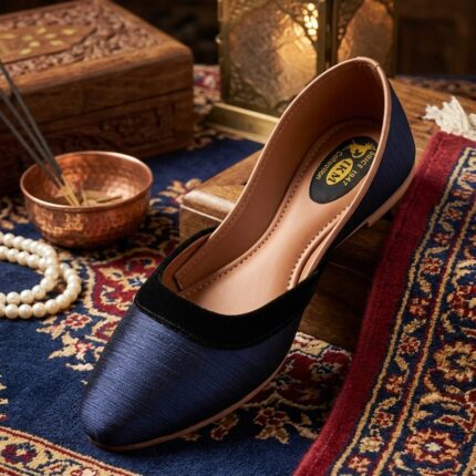 Luxury Silk Finish Khussa(Blue)Soft Sole Handmade Shoes