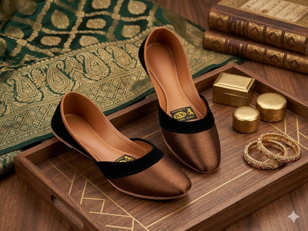 Premium Brown Silk Khussa for Women – Soft Inner, Handmade Traditional Flats