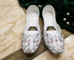 Handcrafted White Tilla Work Jutti for Women – Traditional Ethnic Wear - Image 2