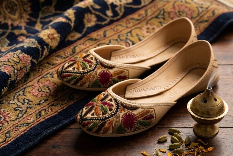 Premium Pure Leather Hand-Embroidered Khussa for Women - Genuine Leather Jutti